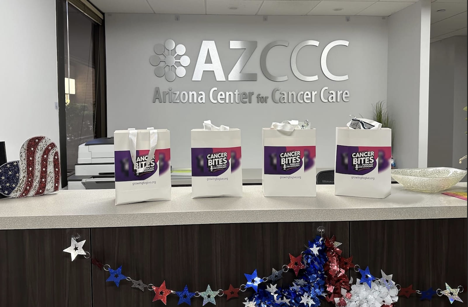 Cancer Bites gift bags at Arizona Center for Cancer Care