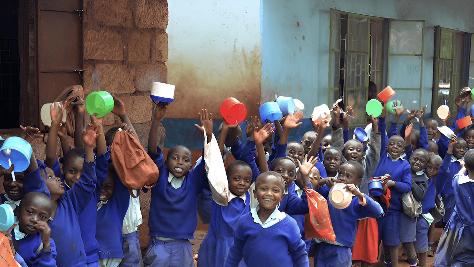 children receiving nutritious meals through a community food security program