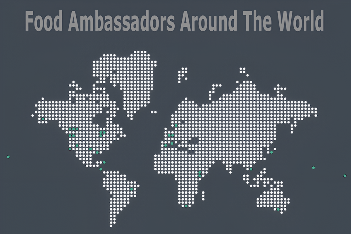 Food Ambassadors Around the World dotted world map