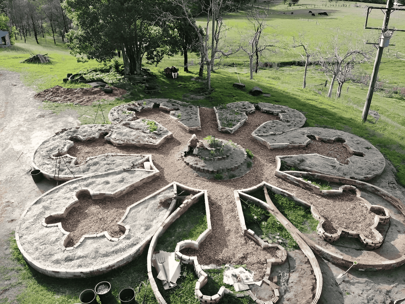 European labyrinth garden designed for mindful walking and reflection